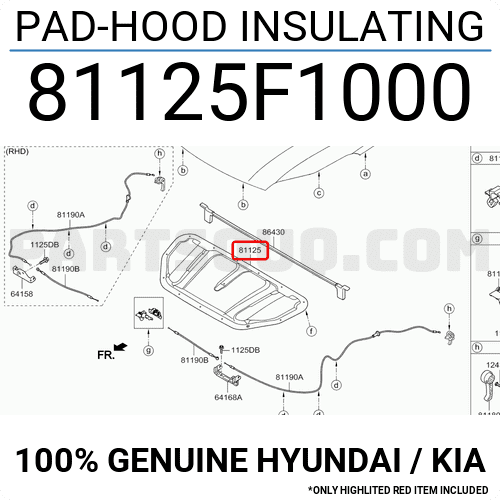 81125F1000 Mobis Kia Sportage Ön Kaput İzalatörü 2016-22