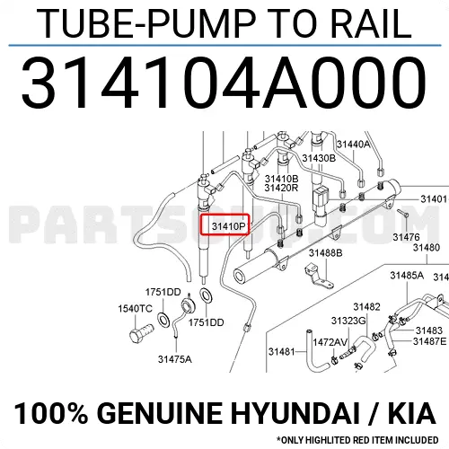 314104a000 Mobis Kia Sorento 2.5 Enjektör Yakıt Borusu 2002-09
