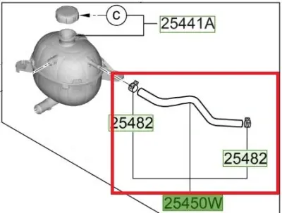 25450N7210 Mobis Kia Sportage 1.6 Benzin  Radyatör Yedek Su Depo Hortumu 2022