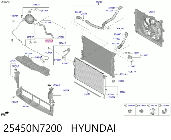25450N7200 Mobis Hyundai Tucson Yedek Su Depo Tahliye Hortumu 2021-26