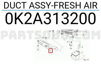 Kia Sephia 99-01 Motor Hava Giriş Kanalı Mobis.0k2a313200